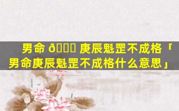 男命 🕊 庚辰魁罡不成格「男命庚辰魁罡不成格什么意思」